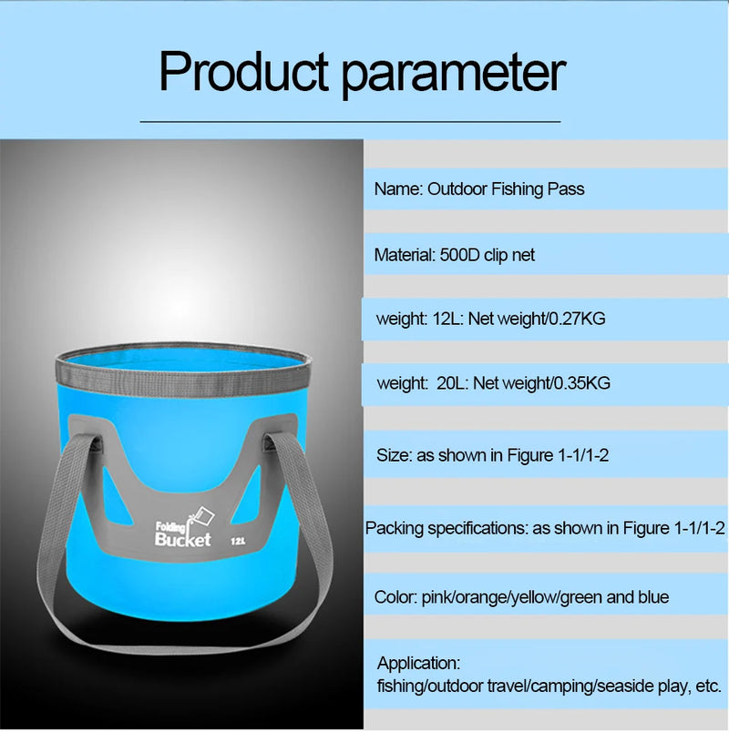 12L/20L Multifunction Folding Bucket Portable Outdoor Travel Foldable Water Bucket Bowl Sink Washing Bag Car Wash Bucket