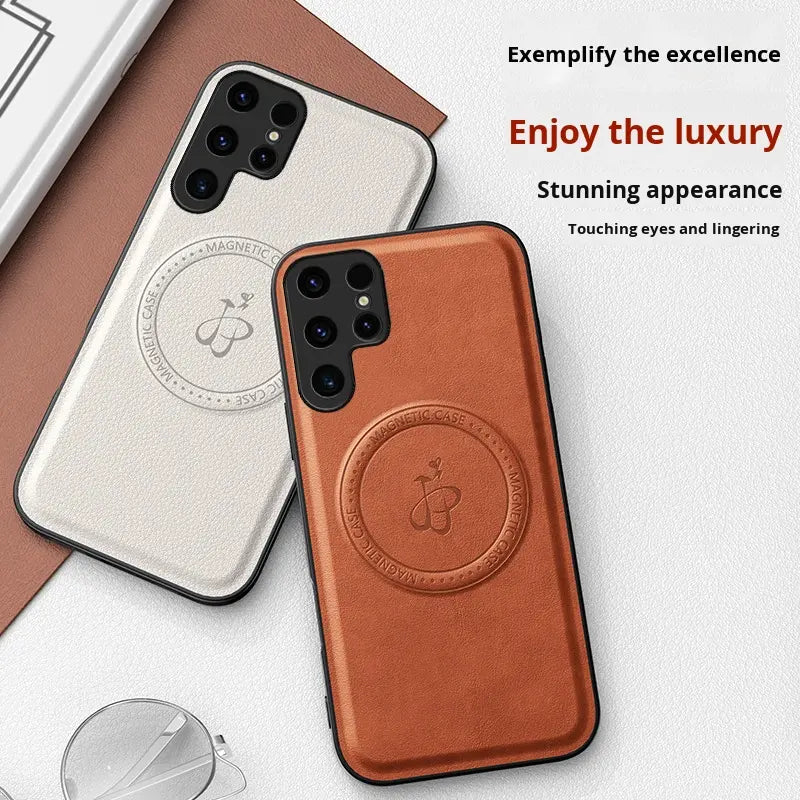 Samsung Galaxy S25 S26 Ultra Phone Case, PU Leather Magnetic Suction Anti Drop And Shockproof Protective Case, All Inclusive