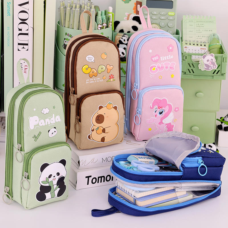 3 Layer Multi-Functional Large Capacity Dirt Resistant Student Appearance Level Small Bag Panda Pen Bag
