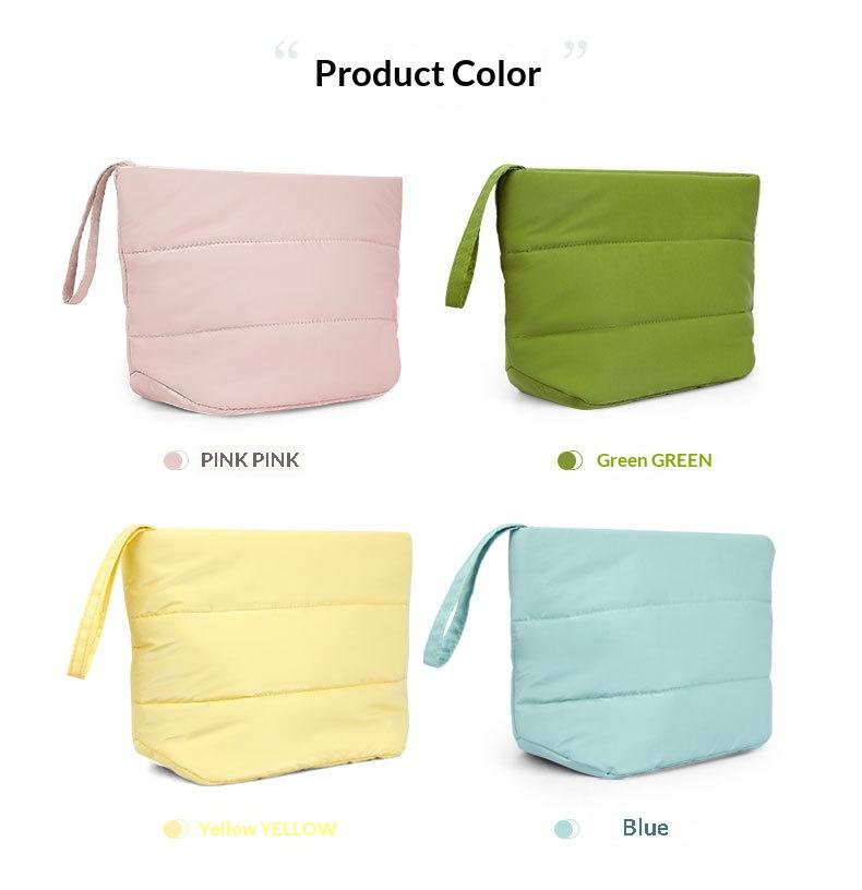 Fluffy Cloud Glossy Nylon Zipper Fashion Makeup Bag for Woman