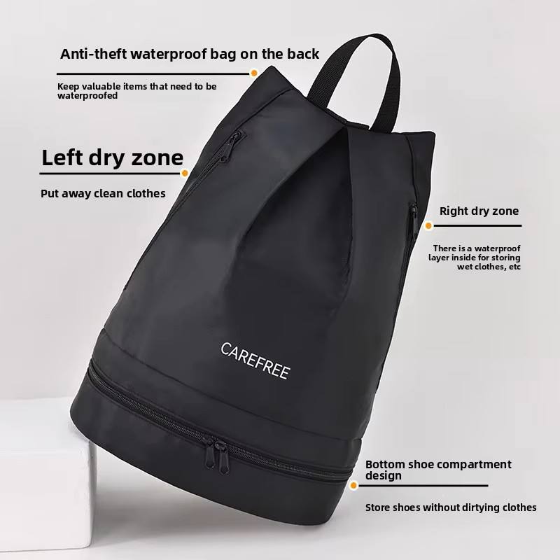 Waterproof Polyester Fashion Beach Backpack Zipper Multiple Compartments Separate Shoe Pocket Organized Unisex Design Swimming
