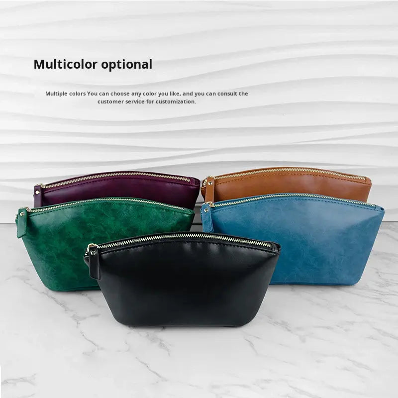 Makeup Bag New Retro Crazy Horse PU Waterproof Zipper Makeup Bag Portable