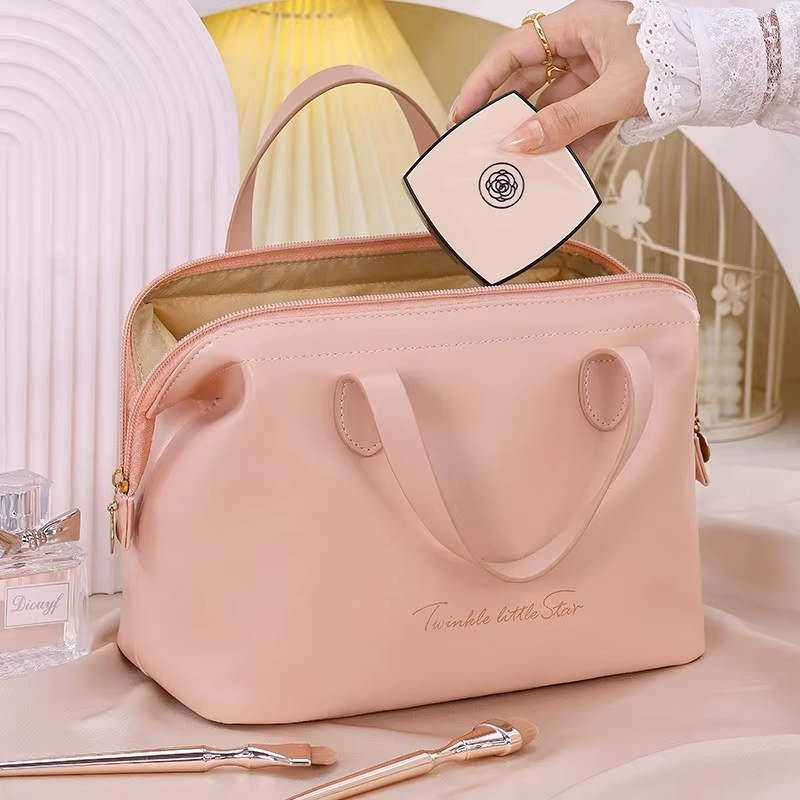 Large Capacity Travel Cosmetic Organizer Bag Multifunction PU Leather Travel Bag for Woman Toiletries