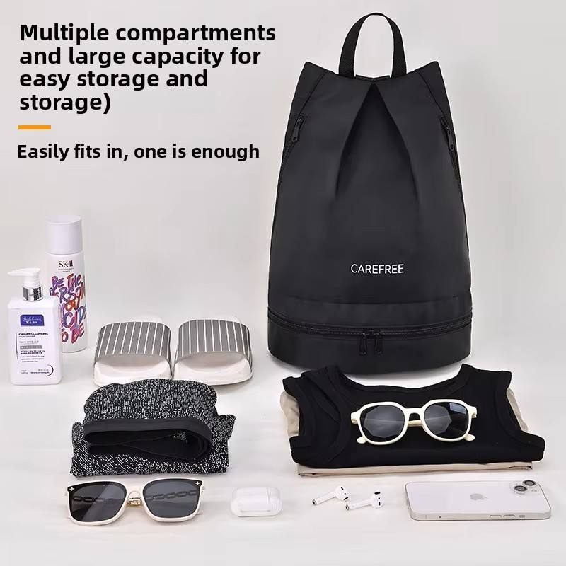 Waterproof Polyester Fashion Beach Backpack Zipper Multiple Compartments Separate Shoe Pocket Organized Unisex Design Swimming