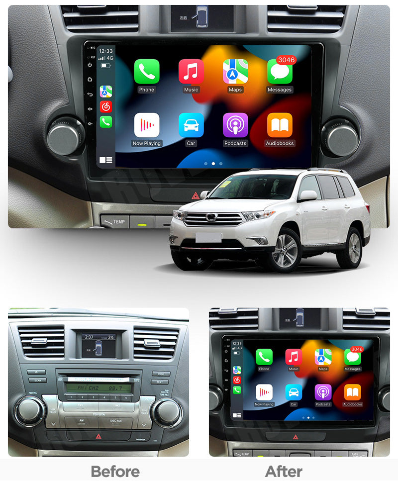 RoverOne Car Stereo Radio Bluetooth CarPlay GPS Navigation for Toyota Highlander 2 XU40 2007 - 2013