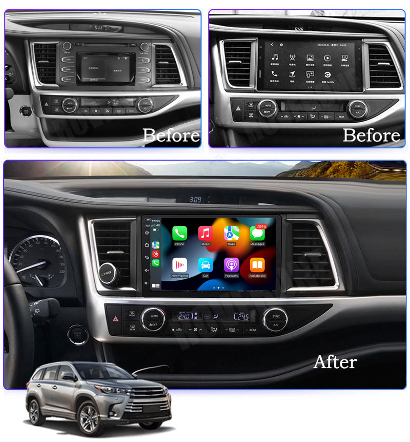 RoverOne Car Stereo Radio Bluetooth CarPlay GPS Navigation for Toyota Highlander 3 XU50 2013 - 2018