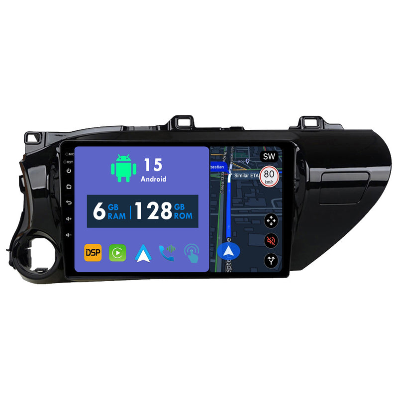 RoverOne Car Stereo Radio Bluetooth CarPlay GPS Navigation for Toyota Hilux Pick Up AN120 2015 - 2020