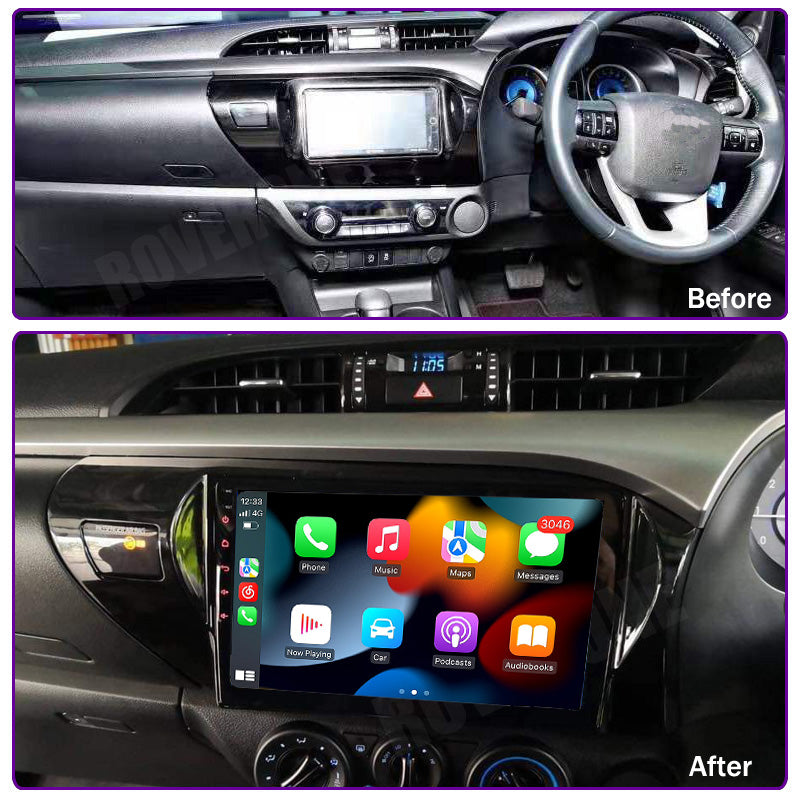 RoverOne Car Stereo Radio Bluetooth CarPlay GPS Navigation for Toyota Hilux Pick Up AN120 2015 - 2020
