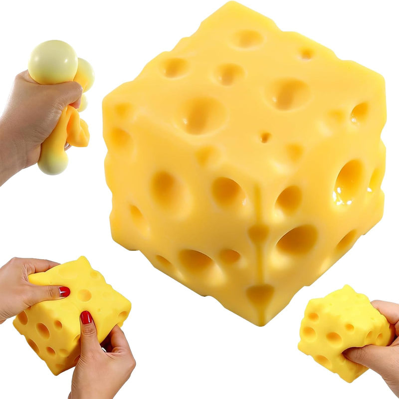 Cheese Squishy, Cheese Block Squeeze, Stress Relief Fidget, Novelty Gift