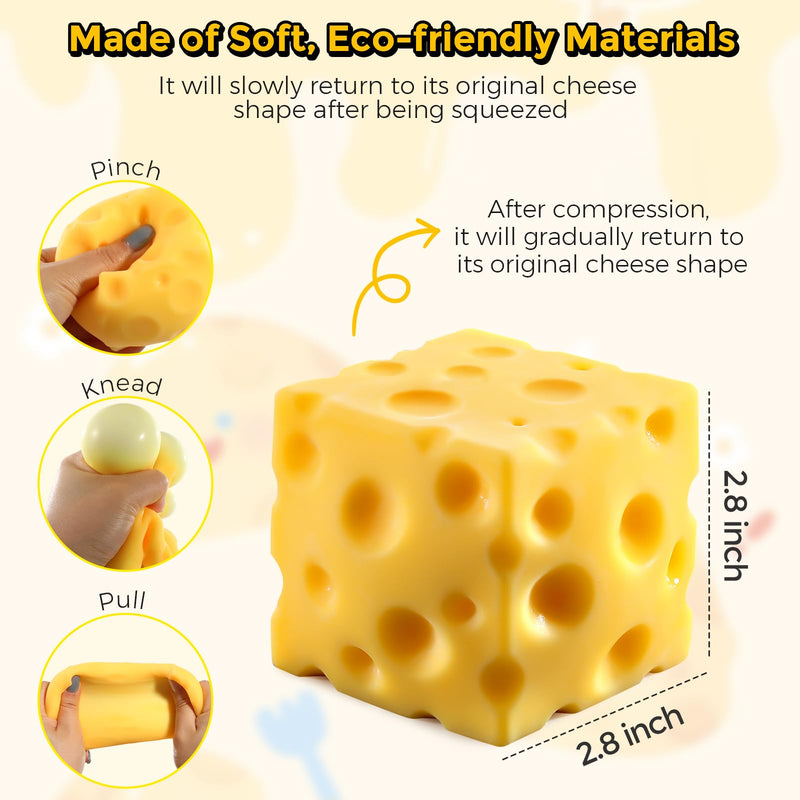Cheese Squishy, Cheese Block Squeeze, Stress Relief Fidget, Novelty Gift
