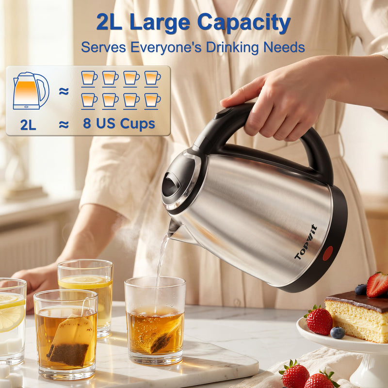 Electric Kettle BPA-Free Stainless Steel Fast Boil Auto Shut-Off  2.0 L