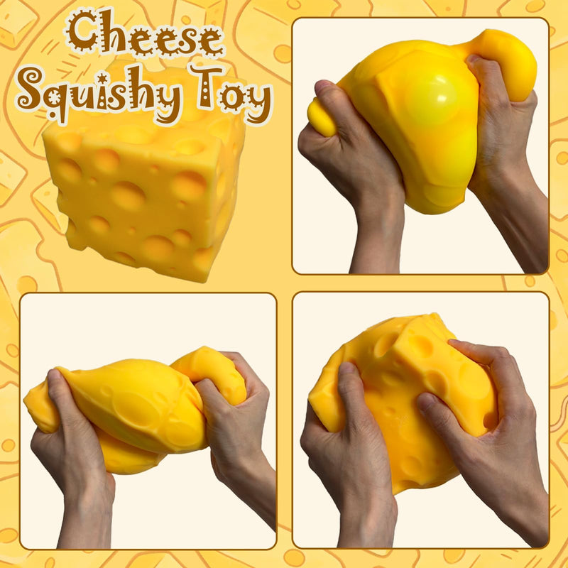 Cheese Squishy, Cheese Block Squeeze, Stress Relief Fidget, Novelty Gift