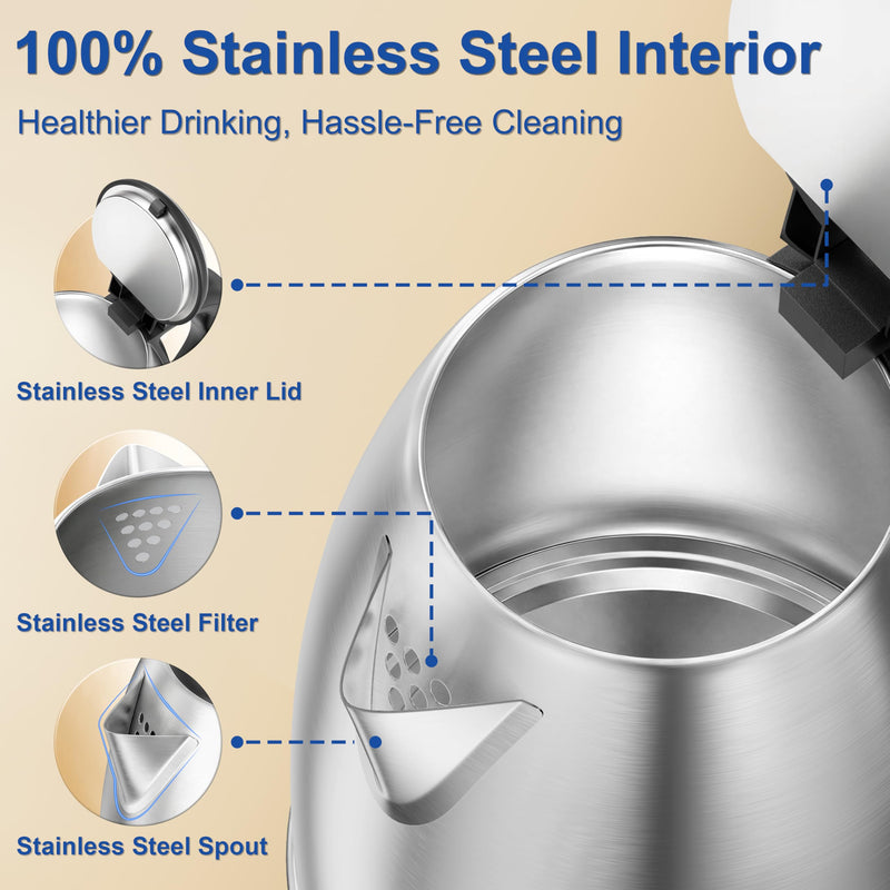 Electric Kettle BPA-Free Stainless Steel Fast Boil Auto Shut-Off  2.0 L