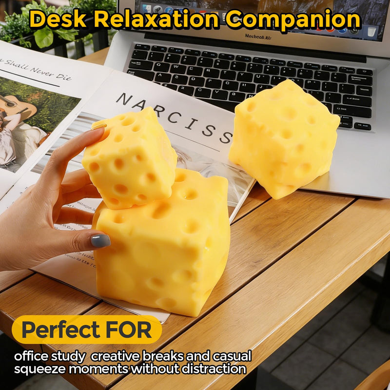 Cheese Squishy, Cheese Block Squeeze, Stress Relief Fidget, Novelty Gift