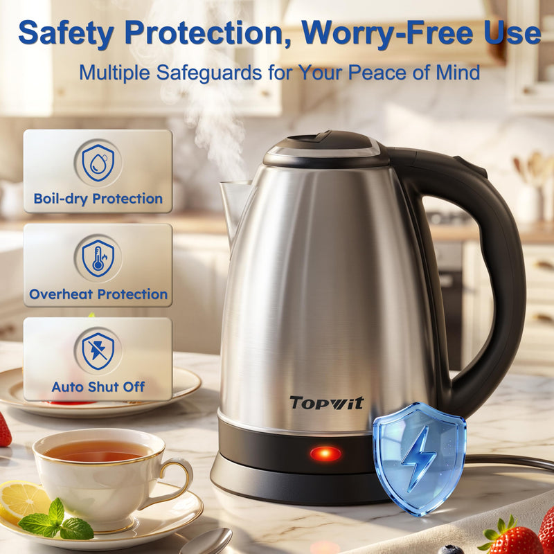Electric Kettle BPA-Free Stainless Steel Fast Boil Auto Shut-Off  2.0 L