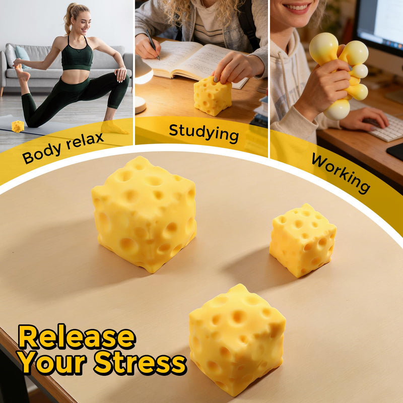 Cheese Squishy, Cheese Block Squeeze, Stress Relief Fidget, Novelty Gift
