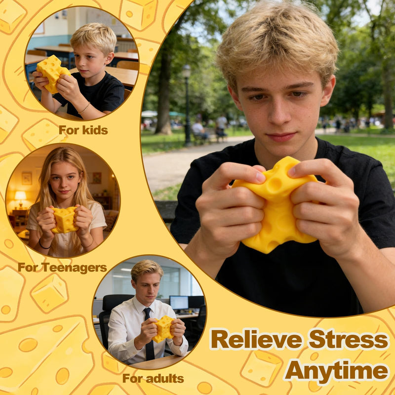Cheese Squishy, Cheese Block Squeeze, Stress Relief Fidget, Novelty Gift