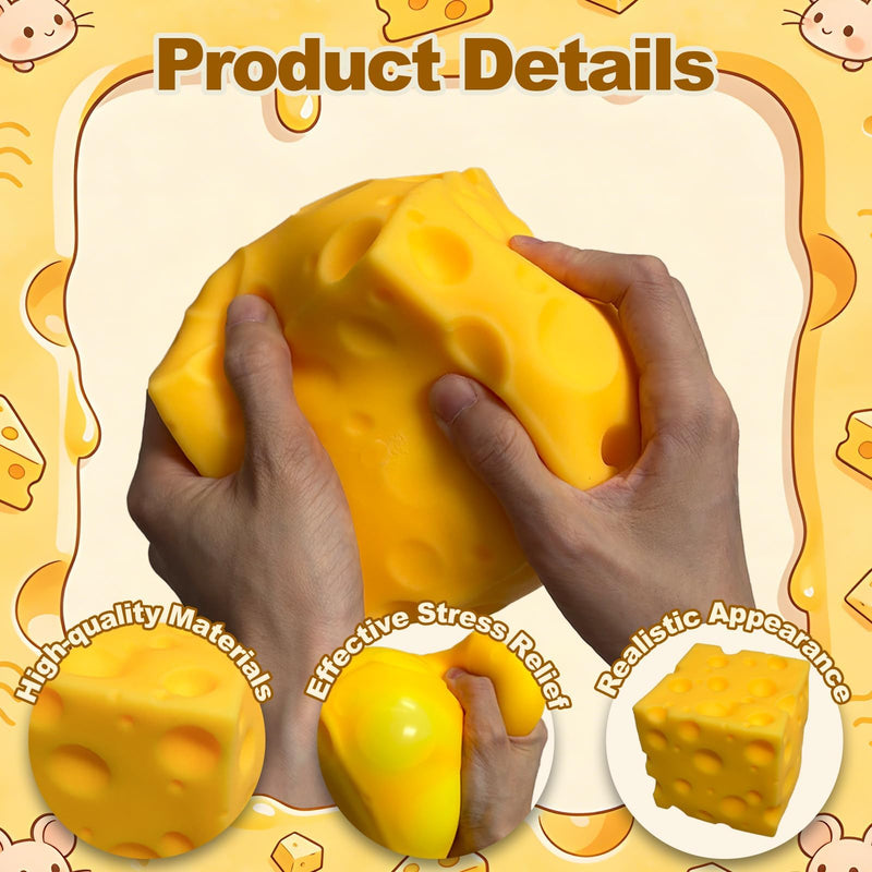 Cheese Squishy, Cheese Block Squeeze, Stress Relief Fidget, Novelty Gift