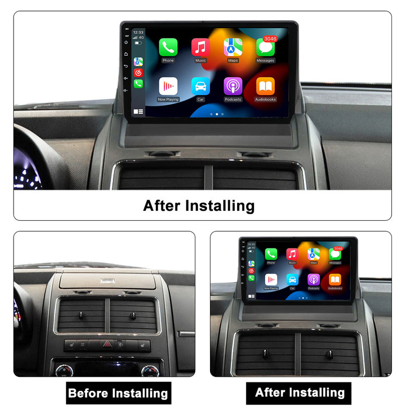 RoverOne Car Stereo Radio Bluetooth CarPlay GPS Navigation for Dodge Journey 2009 - 2012