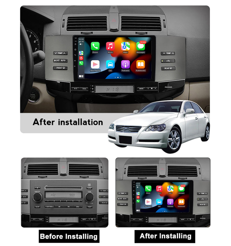 RoverOne Car Stereo Radio Bluetooth CarPlay GPS Navigation for Toyota Mark X 1 X120 2004 - 2009