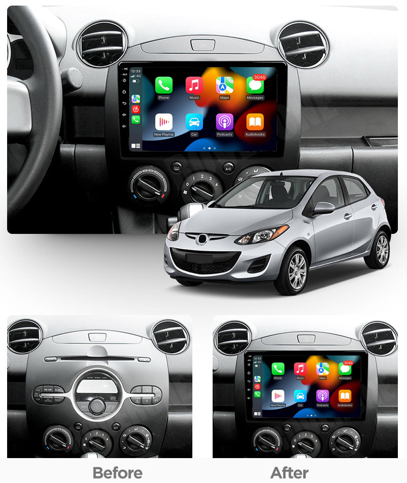 RoverOne Car Stereo Radio Bluetooth CarPlay GPS Navigation for Mazda 2 Mazda2 DE 2007 - 2014