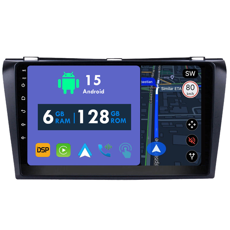 RoverOne Car Stereo Radio Bluetooth CarPlay GPS Navigation for Mazda 3 Mazda3 BK 2003 - 2009