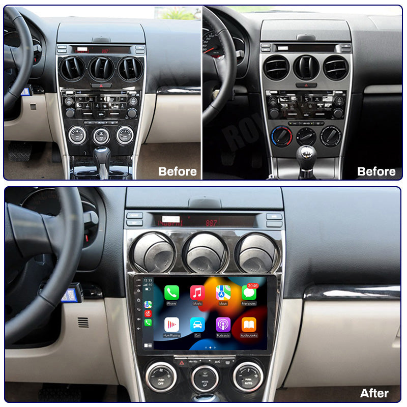 RoverOne Car Stereo Radio Bluetooth CarPlay GPS Navigation for Mazda 6 2002 - 2008