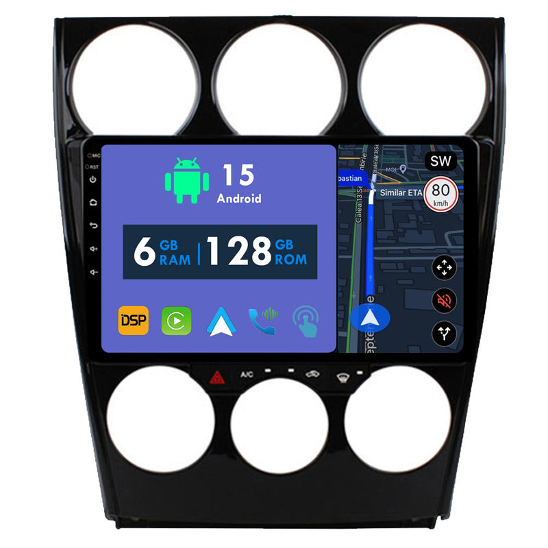 RoverOne Car Stereo Radio Bluetooth CarPlay GPS Navigation for Mazda 6 2002 - 2008
