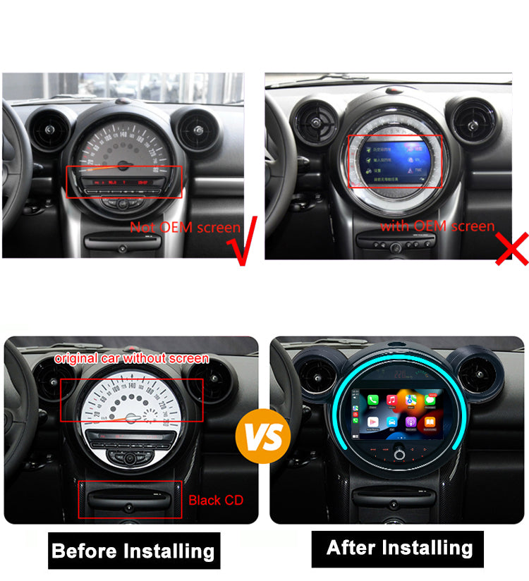 RoverOne Car Stereo Radio Bluetooth CarPlay GPS Navigation for BMW Mini Cooper 2010 - 2016