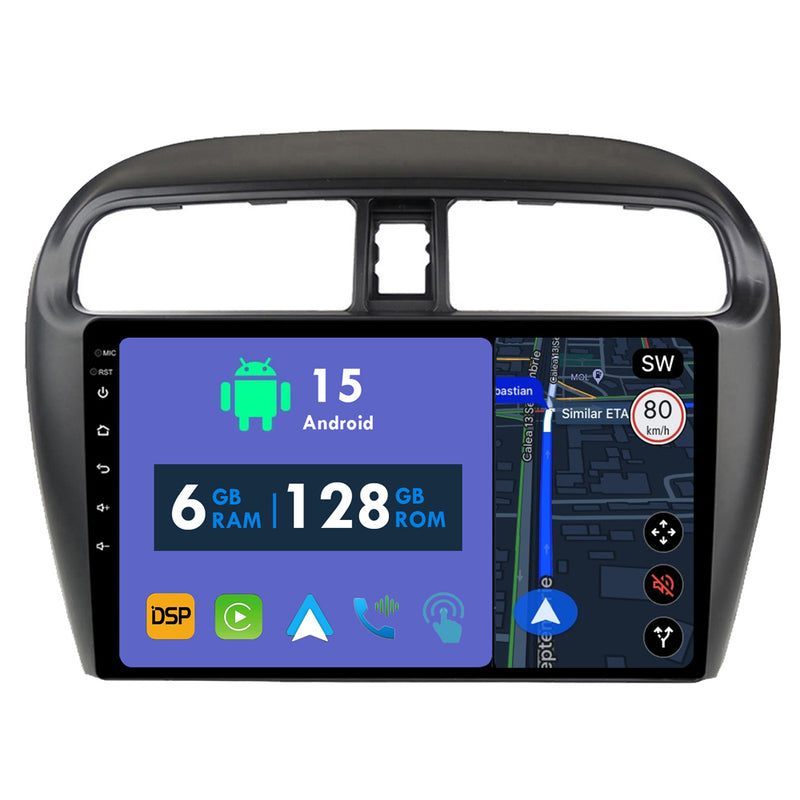 RoverOne Car Stereo Radio Bluetooth CarPlay GPS Navigation for Mitsubishi Mirage 6 2012 - 2018