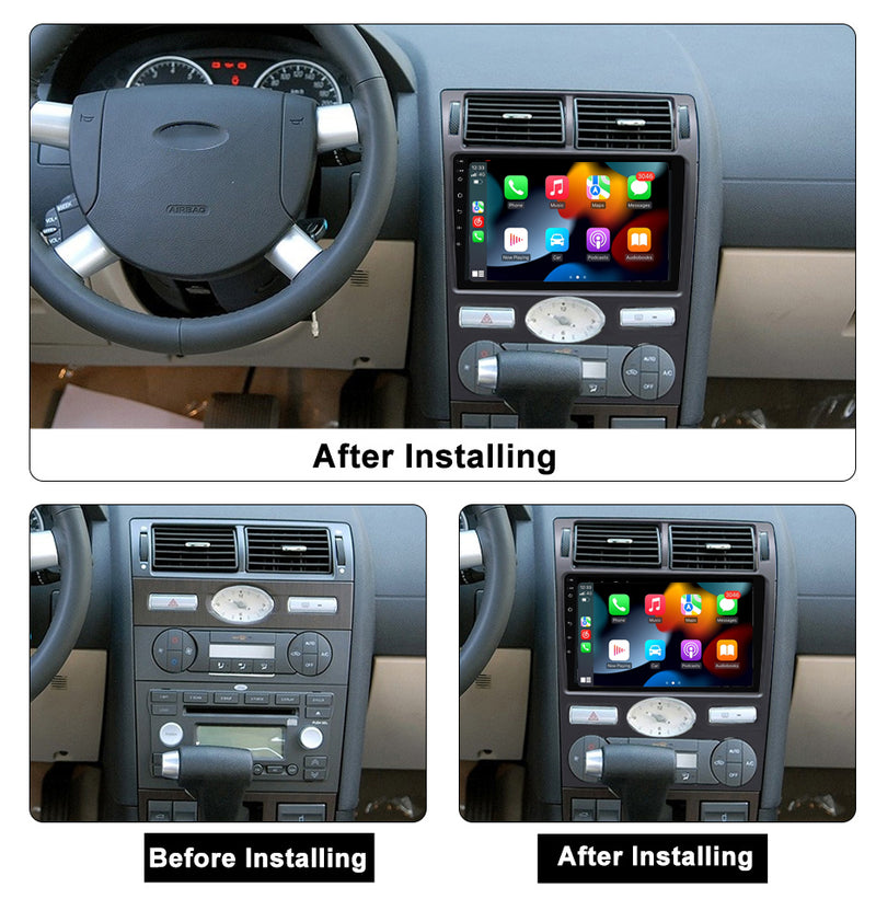 RoverOne Car Stereo Radio Bluetooth CarPlay GPS Navigation for Ford Mondeo Fusion 3 2000 - 2007