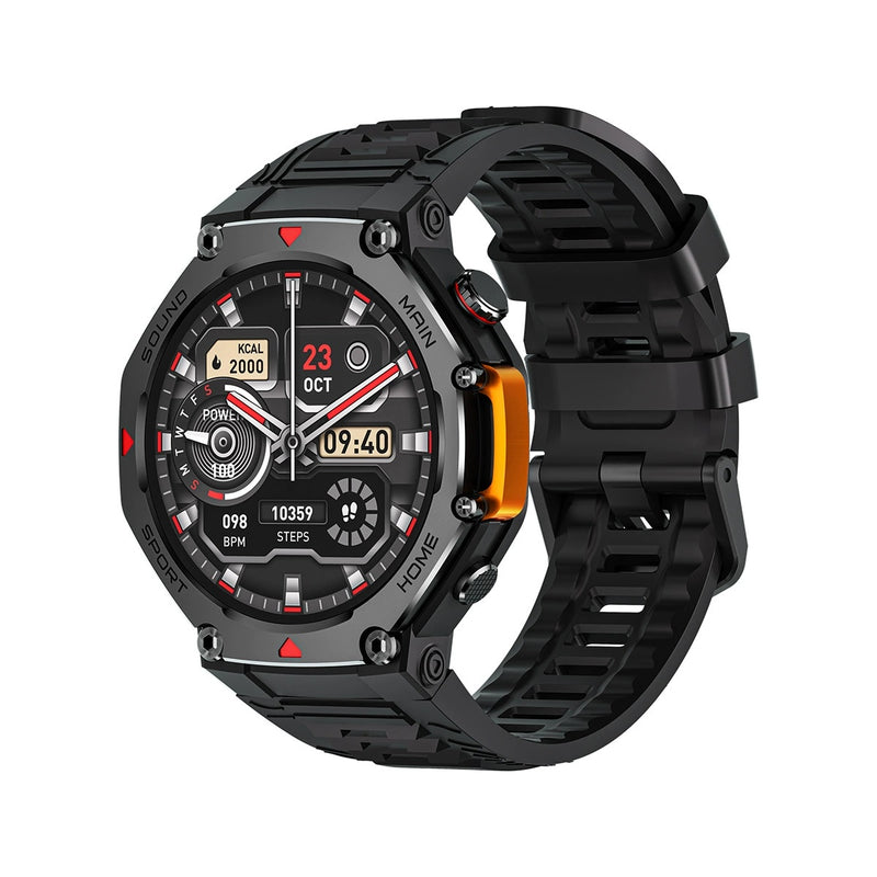 AK75 Smart Watch 1.85" Round Screen Bluetooth Call Heart Rate Blood Oxygen Multi‑Sport Fitness Watch