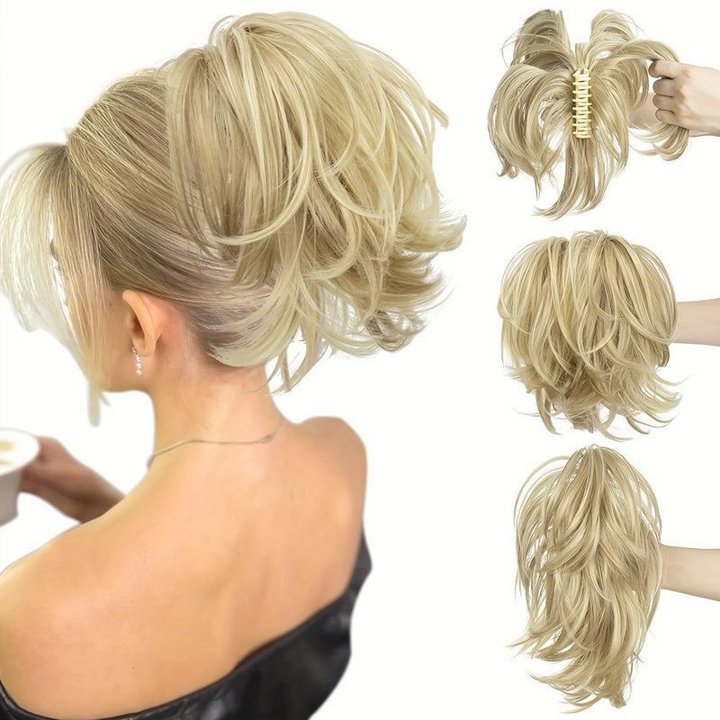 8 inch - wavy claw clip ponytail wig