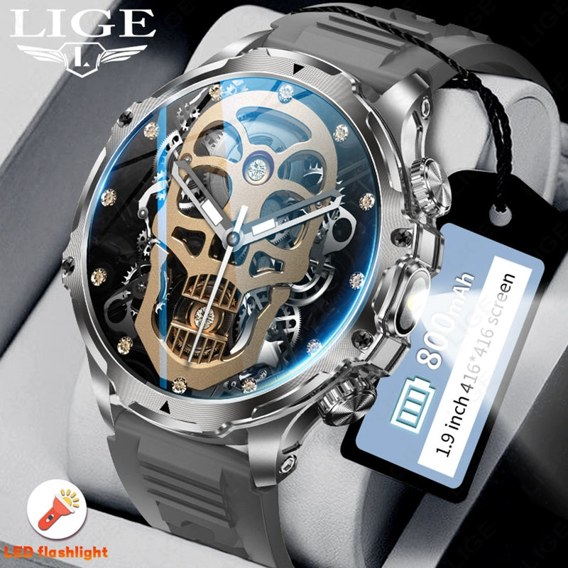 AK75 Smart Watch 1.85" Round Screen Bluetooth Call Heart Rate Blood Oxygen Multi‑Sport Fitness Watch