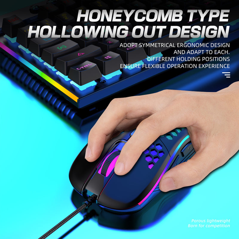 Honeycomb RGB Backlit Wired Gaming Mouse