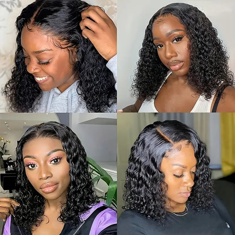 European and American fashion front lace lace fluffy natural small curly hair wig 16 inches for Woman