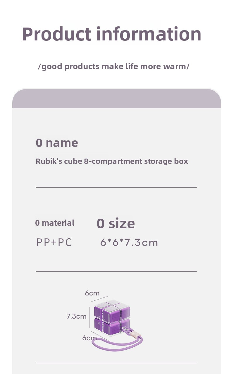 Rubik's Cube Portable Packaging Storage Box, 7-Day Weekly Portable Medication Storage Box