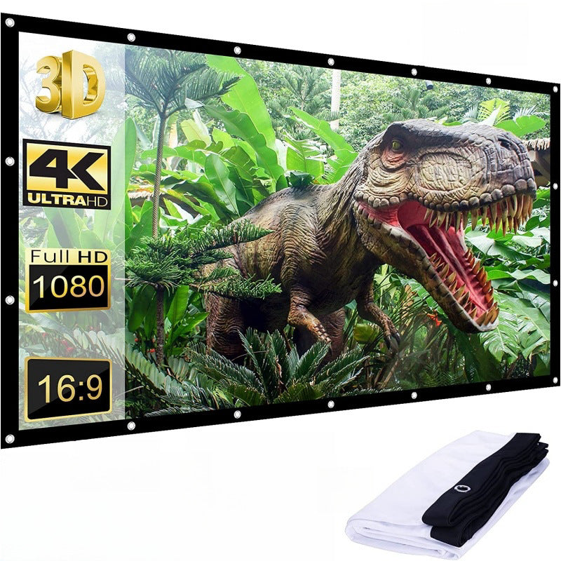 100 Inch 16:9 4K 3D Projector Screen, Foldable Washable Portable Projection Screen for Home Theater