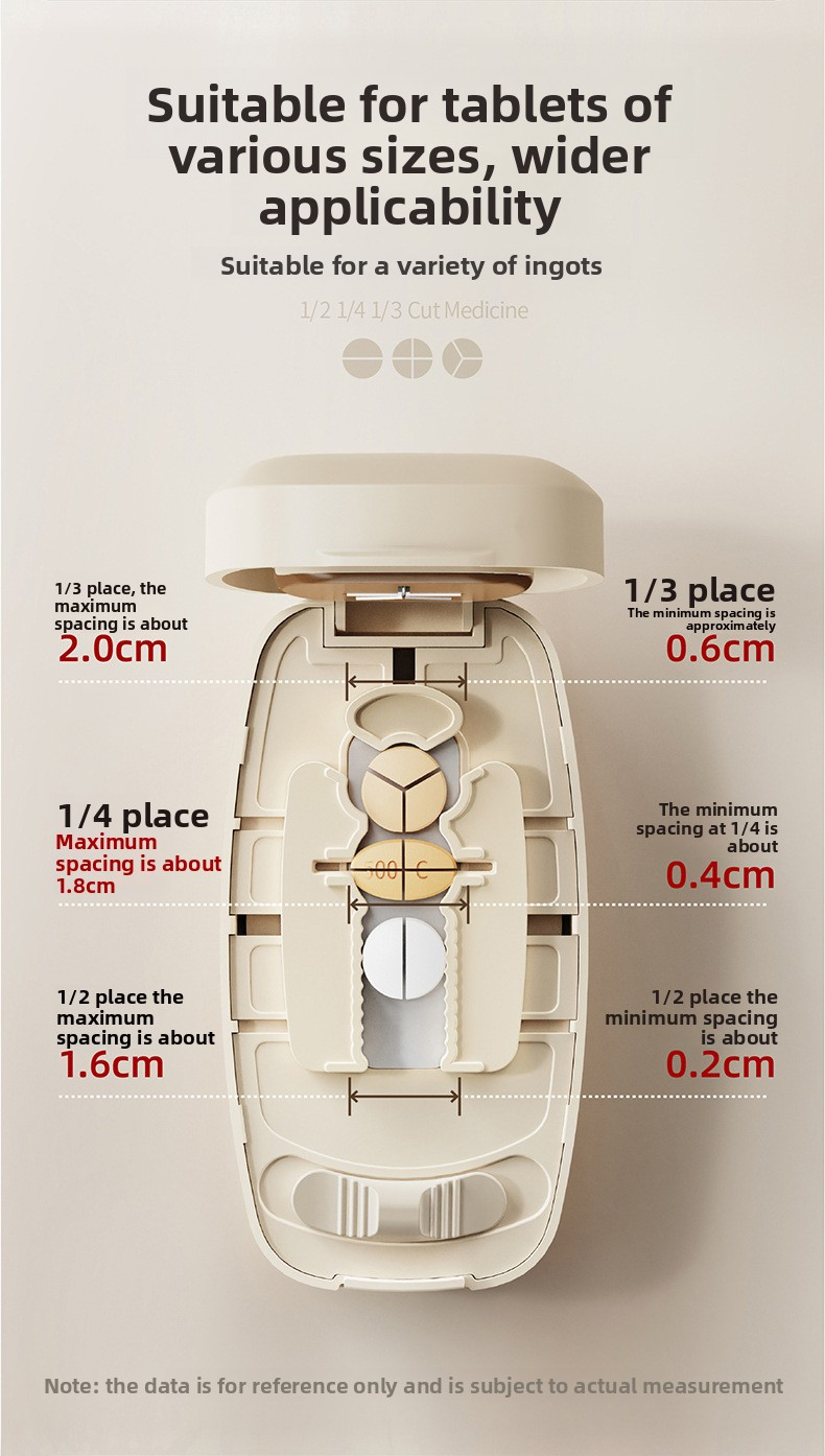 Multi functional medicine cutter, 1/4/2/3 medicine cutter, tablet and pill divider, portable dispensing box