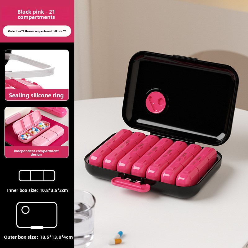 Seven days a week, medicine dispenser, three meals a day, travel, large capacity, portable, packaged pills, pill storage box