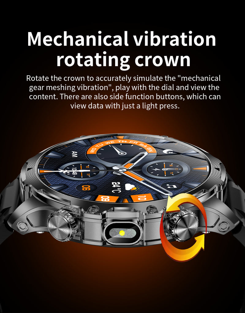 AK75 Smart Watch 1.85" Round Screen Bluetooth Call Heart Rate Blood Oxygen Multi‑Sport Fitness Watch