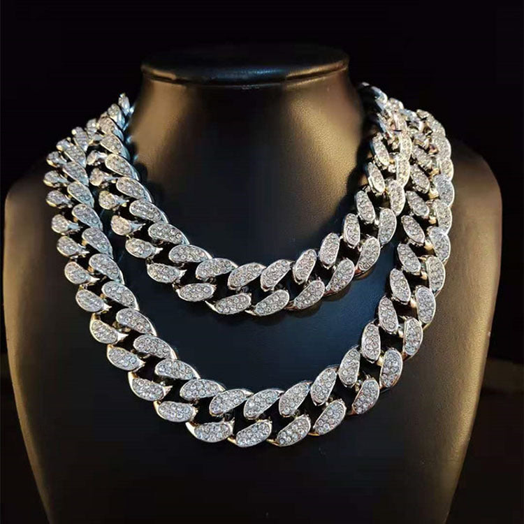 Iced Out Cuban Link Chain Necklace for Men, 14K Gold/Silver/Rose Gold Plated CZ Diamond Chain, 40/50/60cm Hip Hop Jewelry