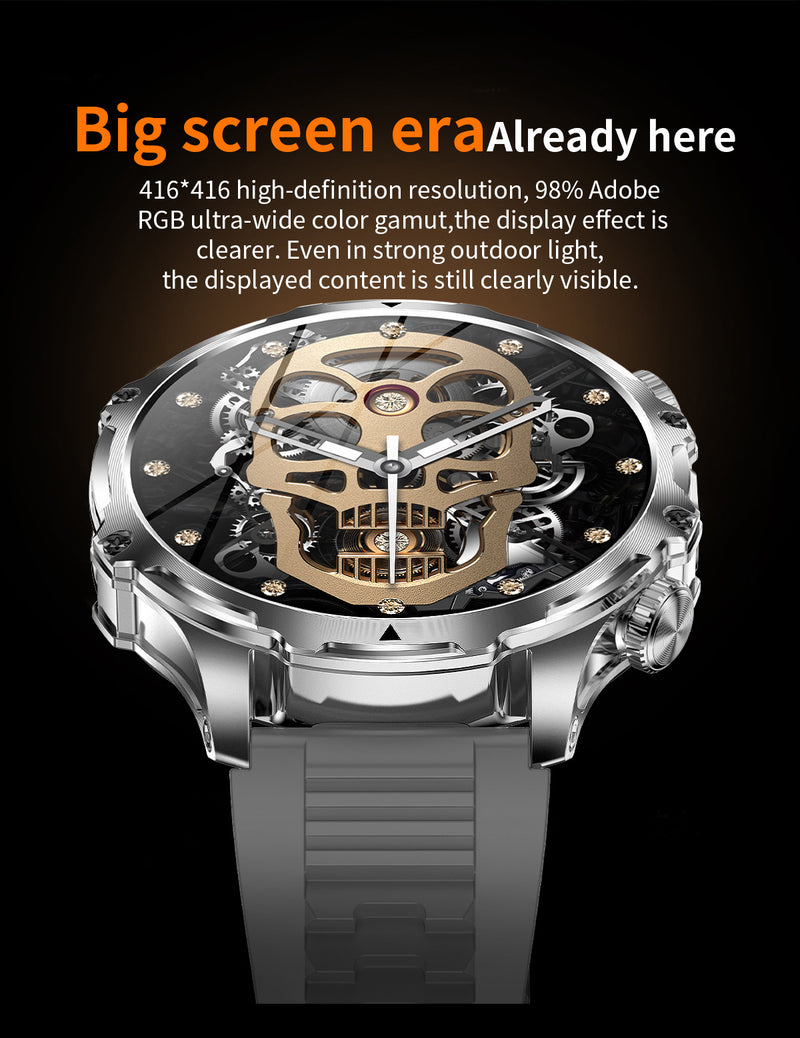 AK75 Smart Watch 1.85" Round Screen Bluetooth Call Heart Rate Blood Oxygen Multi‑Sport Fitness Watch