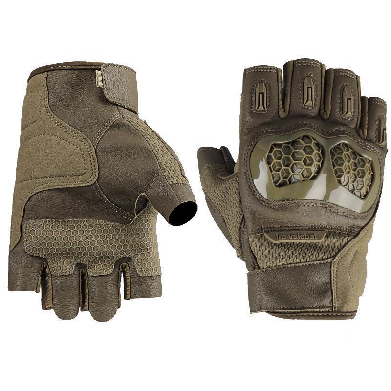 Tactical Fingerless Gloves for Men, Half Finger Leather Gloves with Knuckle Protection, for Shooting, Hunting, Airsoft, Training