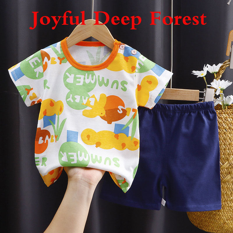 Children's short sleeved set, pure cotton girls' summer clothes, boys' t-shirts, two pieces of baby clothes, Korean version children's clothing, new style