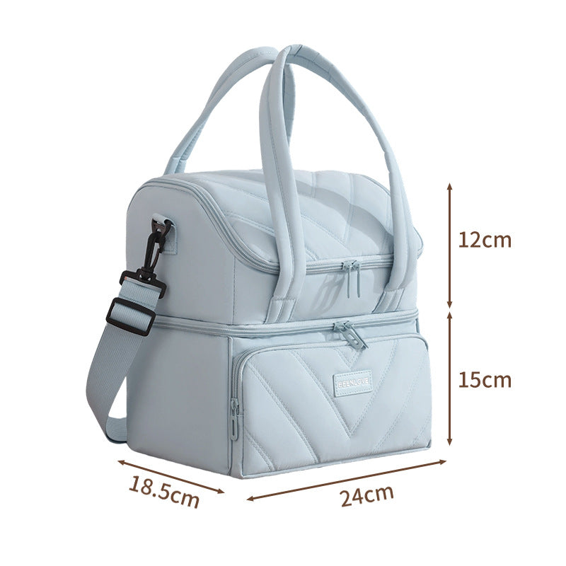 Double Layer Zipper Lunch Cooler Bag Cross-Border