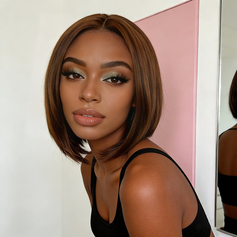 Womans Centre-parted, Straight Bob Wig
