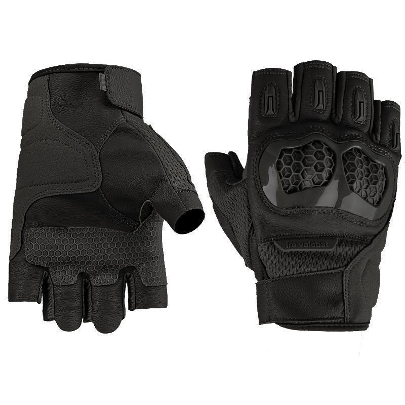 Tactical Fingerless Gloves for Men, Half Finger Leather Gloves with Knuckle Protection, for Shooting, Hunting, Airsoft, Training