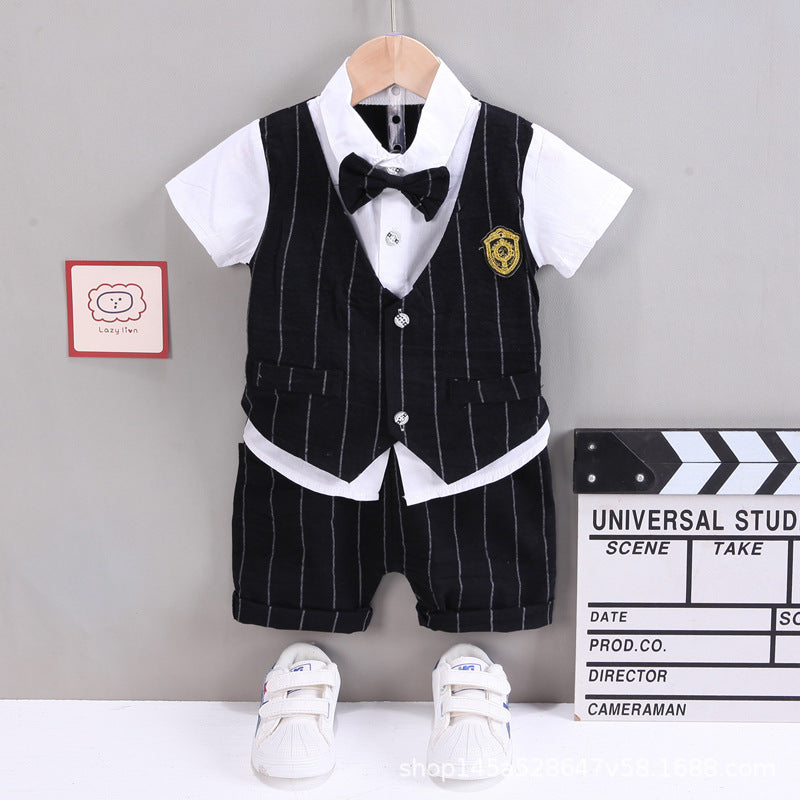 Boys' short sleeved baby summer stylish vest set