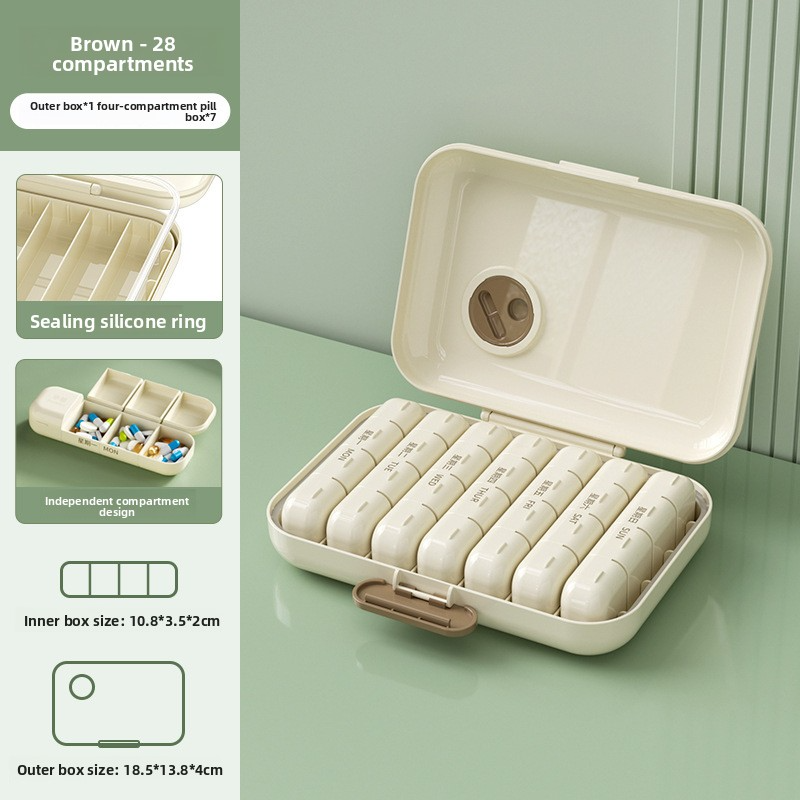 Seven days a week, medicine dispenser, three meals a day, travel, large capacity, portable, packaged pills, pill storage box